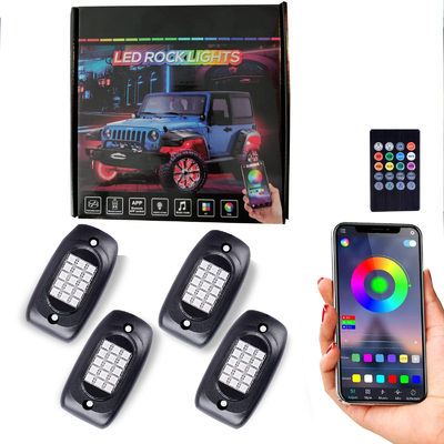 Đèn đá RGB ổn định DC 12V với điều khiển từ xa 8 chiếc Neon Underglow