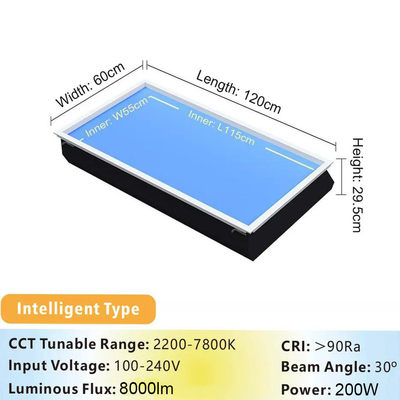 Nhân tố điện năng 0,9 Đèn bảng bảng trần LED với công suất 150watt và L1200 X W600 X H295mm