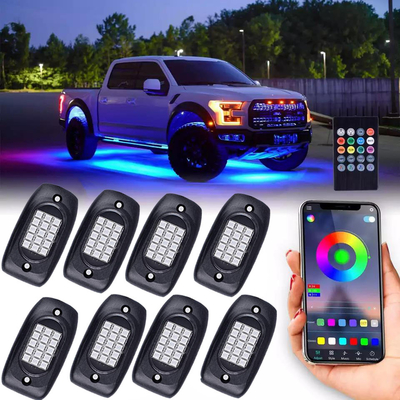 Đèn Rock Xe máy 4 Pod RGBW, Đèn Rock đổi màu chống va đập Bluetooth
