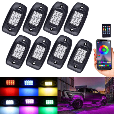 Đèn LED nhiều màu RGB Rock Đèn chống nước IP68 12V với chế độ âm nhạc