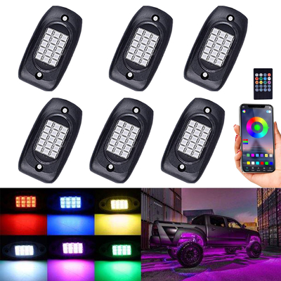 6 chiếc xe tải Đèn LED RGB LED, Bộ đèn đá RGB nhiều màu