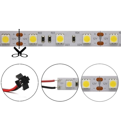 Bàn cắt nhiều màu SMD 5050 RGB LED Dải 60LED / M Chiều dài 100mm